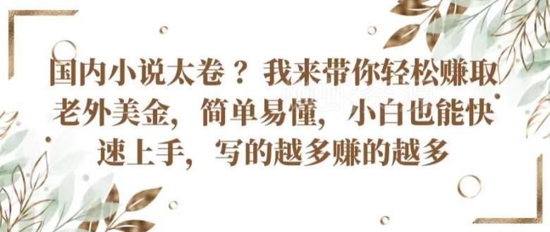 国内小说太卷 ?带你轻松赚取老外美金，简单易懂，小白也能快速上手，写的越多赚的越多【揭秘】