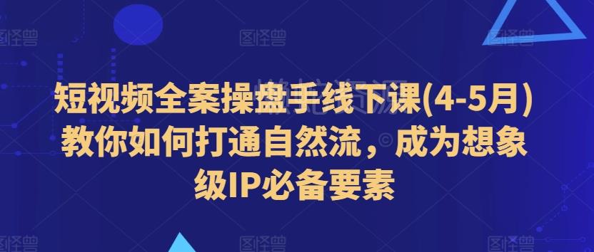 短视频全案操盘手线下课(4-5月)教你如何打通自然流,成为想象级IP必备要素