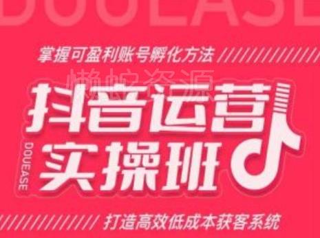 抖音运营实操班,掌握可盈利账号孵化方法,打造高效低成本获客系统