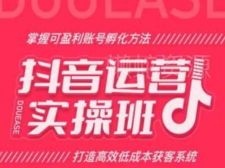抖音运营实操班,掌握可盈利账号孵化方法,打造高效低成本获客系统