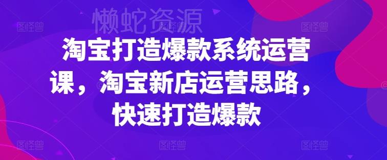 淘宝打造爆款系统运营课,淘宝新店运营思路,快速打造爆款