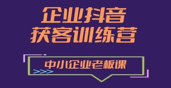 企业抖音营销获客增长训练营,中小企业老板必修课