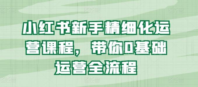 小红书新手精细化运营课程,带你0基础运营全流程