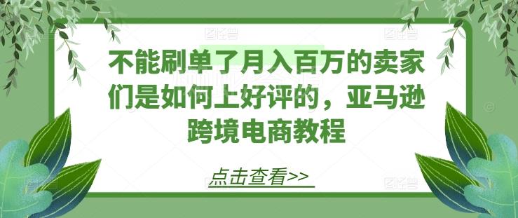 不能刷单了月入百万的卖家们是如何上好评的,亚马逊跨境电商教程