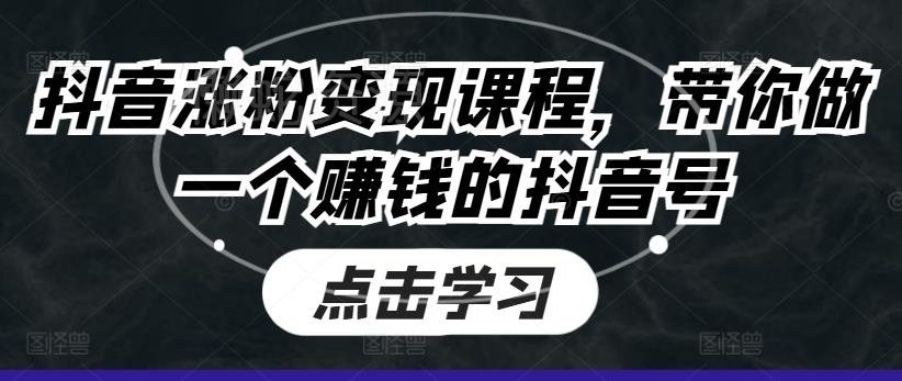 抖音涨粉变现课程,带你做一个赚钱的抖音号