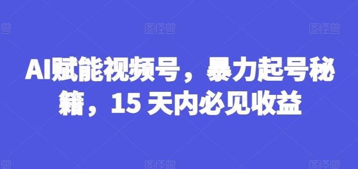 AI赋能视频号,暴力起号秘籍,15 天内必见收益【揭秘】