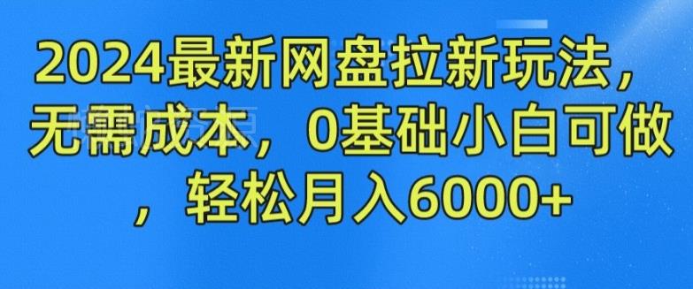 2024最新网盘拉新玩法，无需成本，0基础小白可做，轻松月入6000+【揭秘】