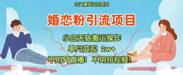 小红书婚恋粉引流,不用开直播,不用拍视频,不用做交付【揭秘】