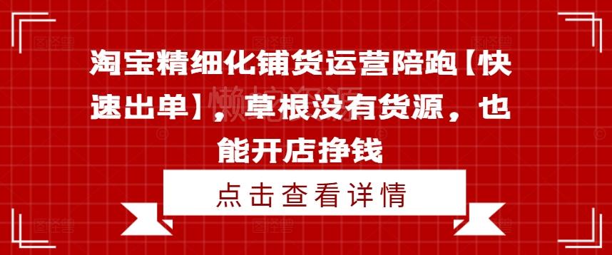 淘宝精细化铺货运营陪跑【快速出单】，草根没有货源，也能开店挣钱
