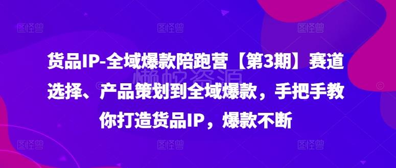 货品IP全域爆款陪跑营【第3期】赛道选择、产品策划到全域爆款,手把手教你打造货品IP,爆款不断