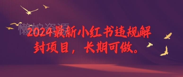 2024最新小红书违规解封项目,长期可做,一个可以做到退休的项目【揭秘】
