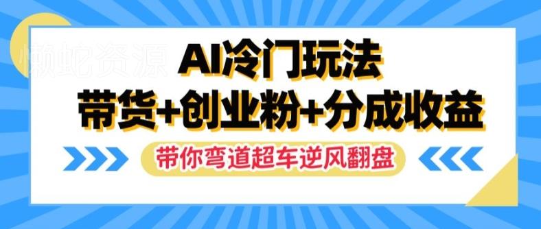 AI冷门玩法,带货+创业粉+分成收益,带你弯道超车,实现逆风翻盘【揭秘】