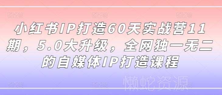 小红书IP打造60天实战营11期,5.0大升级,全网独一无二的自媒体IP打造课程