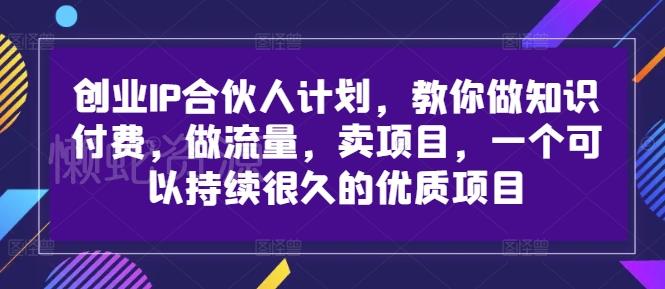 创业IP合伙人计划，教你做知识付费，做流量，卖项目，一个可以持续很久的优质项目
