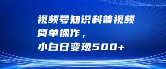 视频号知识科普视频,简单操作,小白日变现500+【揭秘】