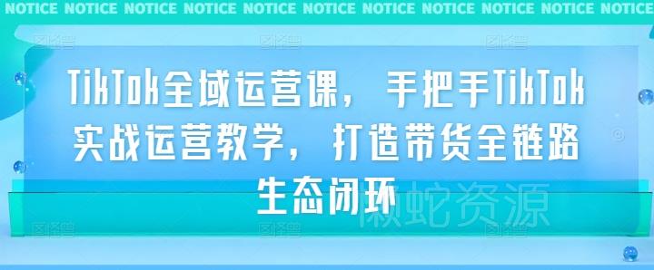 TikTok全域运营课,手把手TikTok实战运营教学,打造带货全链路生态闭环