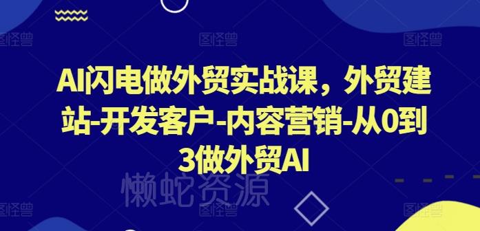 AI闪电做外贸实战课，​外贸建站-开发客户-内容营销-从0到3做外贸AI（更新）