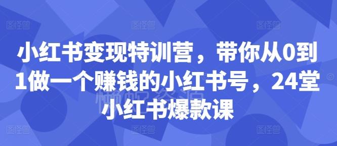 小红书变现特训营，带你从0到1做一个赚钱的小红书号，24堂小红书爆款课
