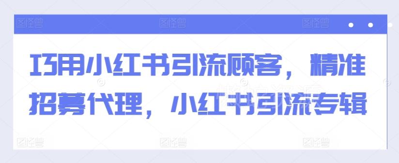 巧用小红书引流顾客,精准招募代理,小红书引流专辑