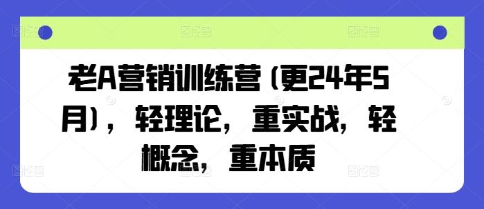 老A营销训练营(更24年10月),轻理论,重实战,轻概念,重本质
