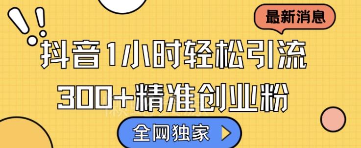 全网独家抖音引流,轻松日引300+精准创业粉【揭秘】