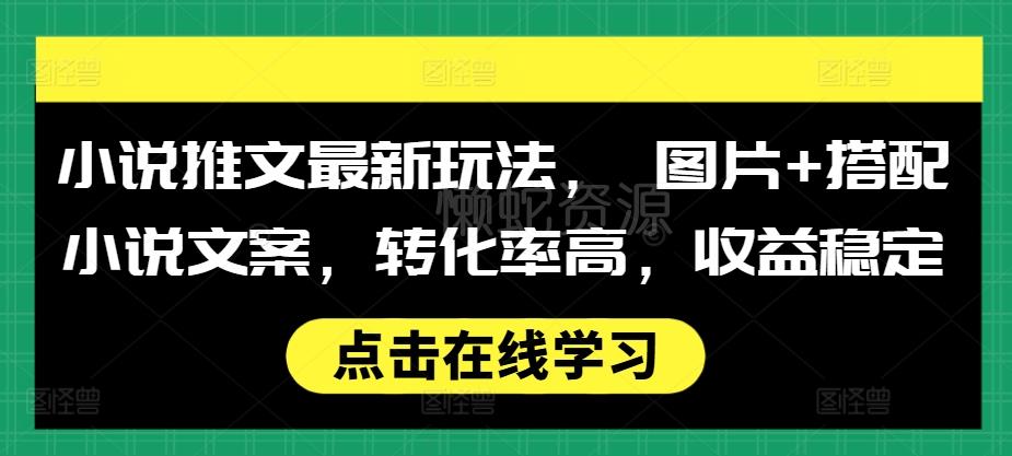 小说推文最新玩法, 图片+搭配小说文案,转化率高,收益稳定