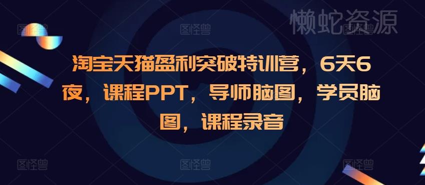 淘宝天猫盈利突破特训营,6天6夜,课程PPT,导师脑图,学员脑图,课程录音