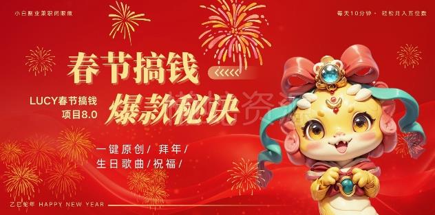 AI春节搞钱8.0升级版,蝴蝶号超火爆生日定制视频,AI一键生成原创音乐,月赚米1W+