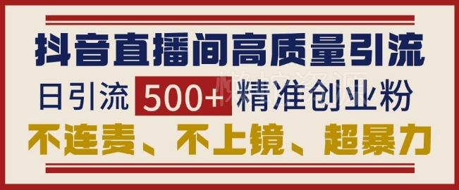 抖音直播间引流创业粉,无需连麦、不用上镜、超暴力,日引流500+高质量精准创业粉
