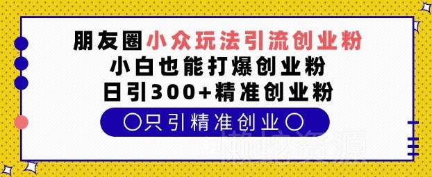 朋友圈小众玩法引流创业粉,小白也能打爆创业粉,日引300+精准创业粉【揭秘】