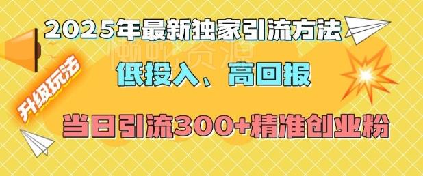 2025年最新独家引流方法,低投入高回报?当日引流300+精准创业粉