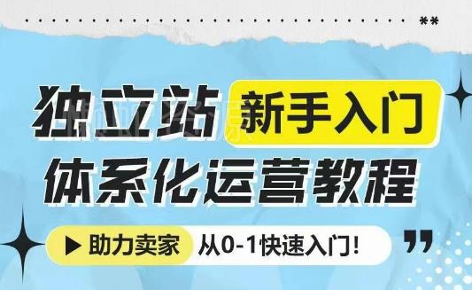 独立站新手入门体系化运营教程,助力独立站卖家从0-1快速入门!