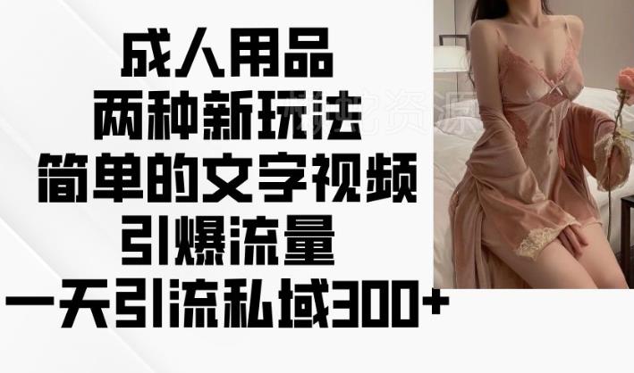 成人用品两种新玩法,简单的文字视频引爆流量,一天引流私域300+
