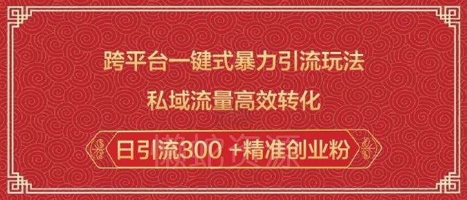 跨平台一键式暴力引流玩法,私域流量高效转化日引流300 +精准创业粉