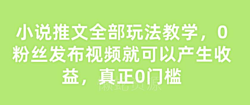 小说推文全部玩法教学,0粉丝发布视频就可以产生收益,真正0门槛