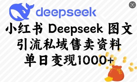 小红书Deepseek图文引流私域售卖资料,单日变现多张