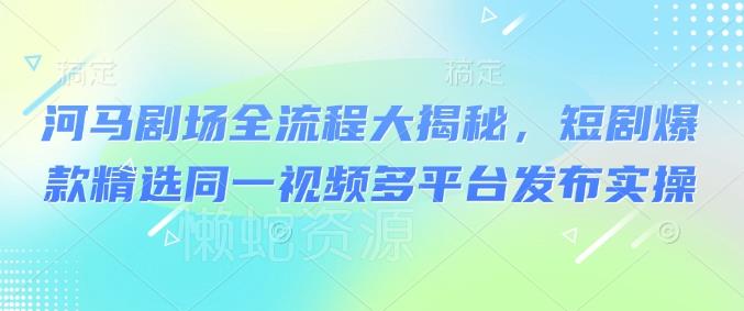 河马剧场全流程大揭秘,短剧爆款精选同一视频多平台发布实操