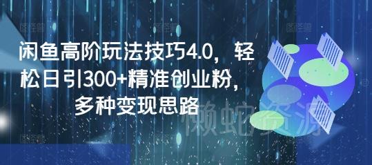 闲鱼高阶玩法技巧4.0,轻松日引300+精准创业粉,多种变现思路