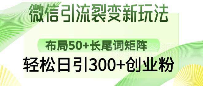 微信引流裂变新玩法:布局50+长尾词矩阵,轻松日引300+创业粉