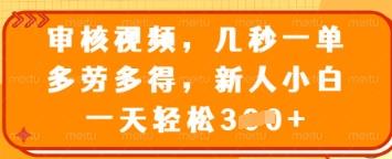 审核视频,几秒一单,多劳多得,新人小白一天轻松3张【揭秘】