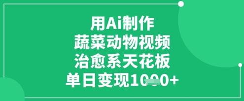 用Ai制作蔬菜动物视频,治愈系天花板,单日变现1k