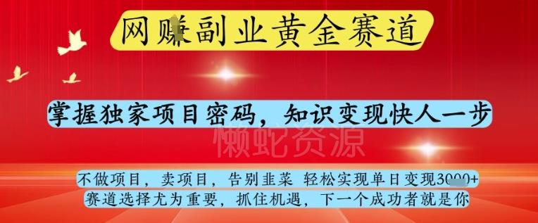 网创副业黄全赛道,掌握独家项目密码,知识变现快人一步,告别韭菜轻松实现单日变现1k+【揭秘】