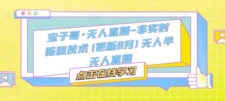 宝子哥·无人直播-非实时防风技术(更新25年5月)无人半无人直播