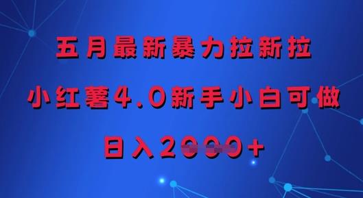 五月最新暴力拉新拉,小红薯4.0新手小白可做,日入多张
