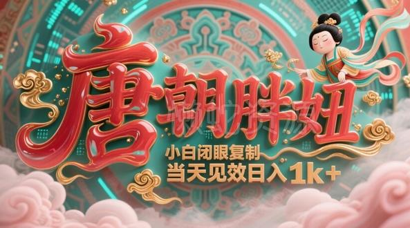 用AI克隆“唐朝胖妞”日更3条,平台疯狂推流,小白闭眼复制,当天见效,日入1k+