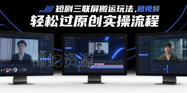 短剧三联屏搬运玩法，短剧搬运轻松过原创实操流程