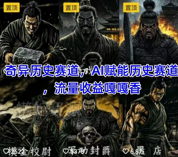 抖音奇异历史赛道,AI赋能历史赛道,流量收益嘎嘎香,狂撸伙伴计划