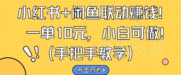 小红书+闲鱼联动挣钱,一单10元,小白可做
