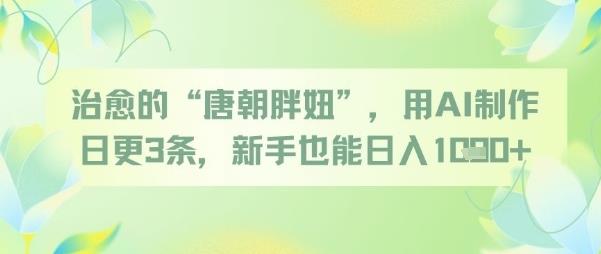治愈的“唐朝胖妞”,用AI制作日更3条,新手也能日入多张
