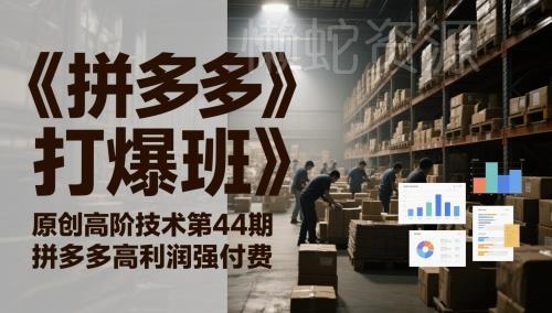 《拼多多打爆班》原创高阶技术第44期,拼多多高利润强付费